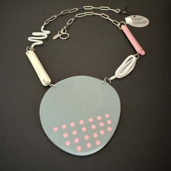 NWT Sylca Handmade Contemporary Art to Wear Reclaimed Materials Pendant - Picture 6 of 13